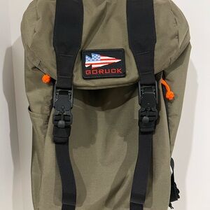 GORUCK Olive Green Tactical Backpack with Orange Accents